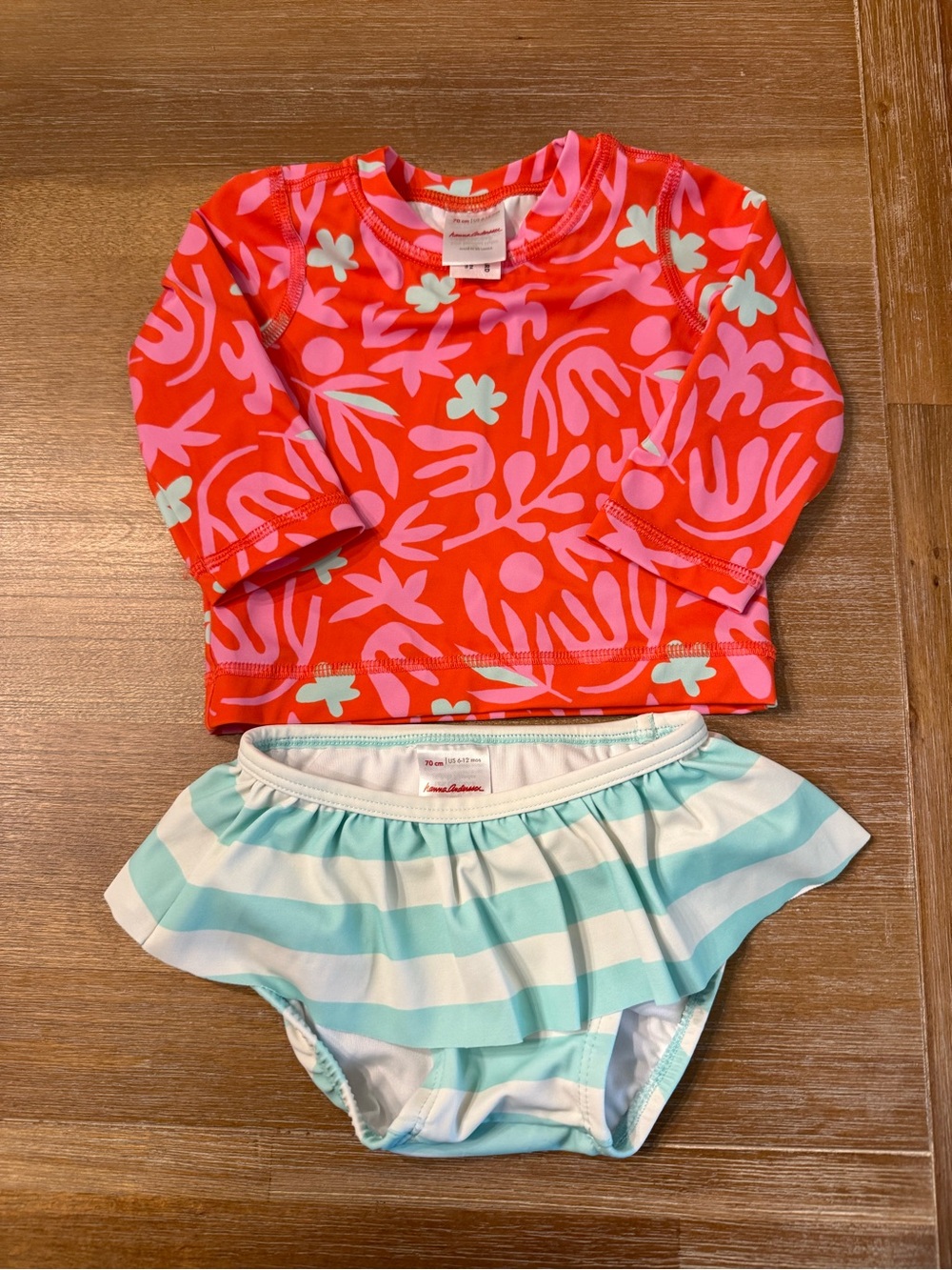 Hannah Andersson Pink & Aqua Floral Long-Sleeve Rashguard Set